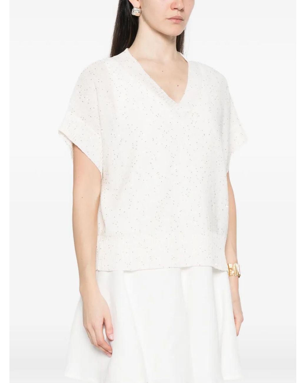 Antonelli White V-Neck Top