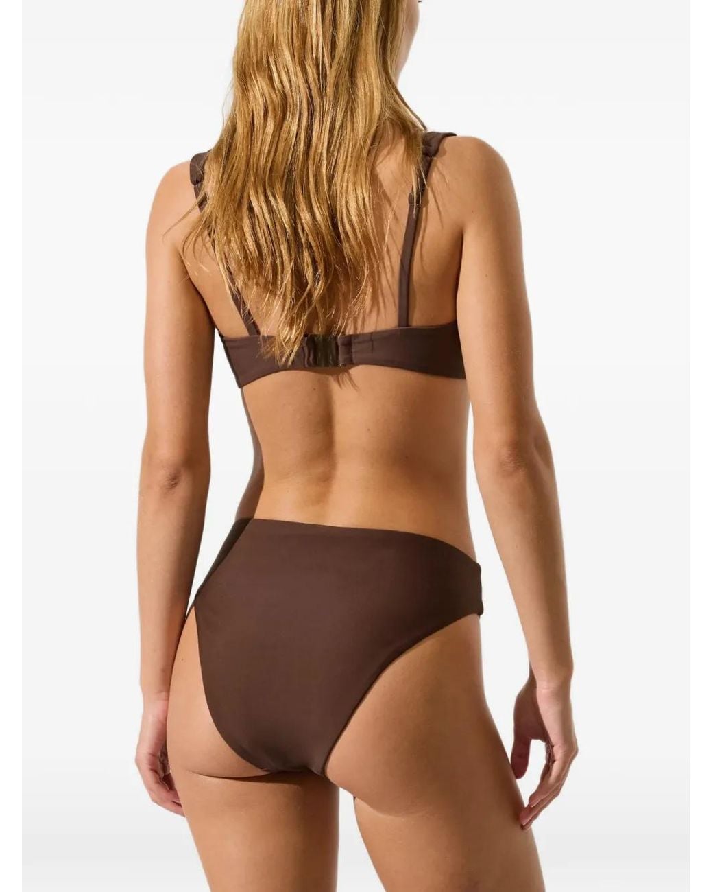 Karl Lagerfeld Brown Signature Contrast-Trim Bikini Bottoms
