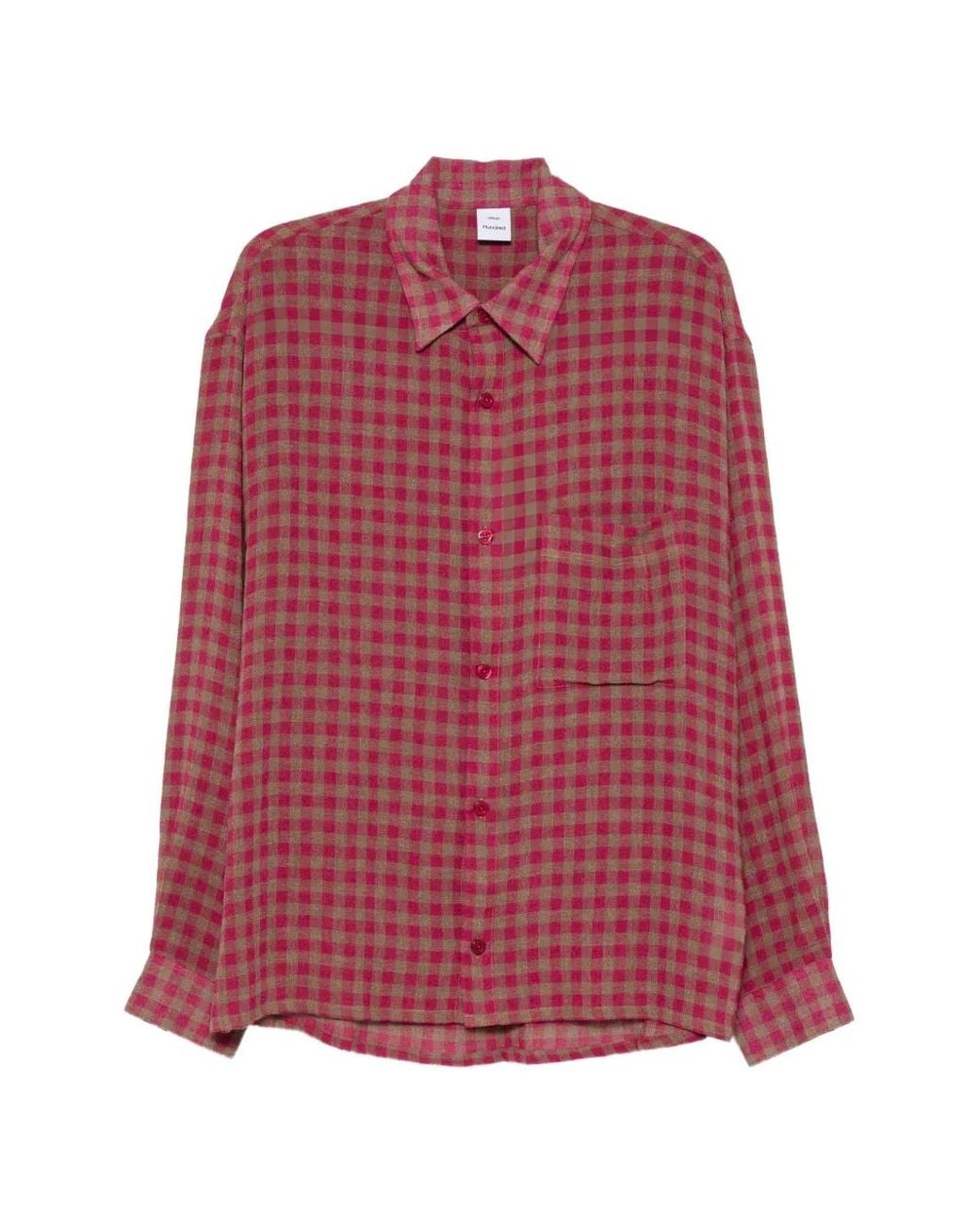 Won Hundred Red Mason Check-Pattern Long-Sleeve Shirt for men