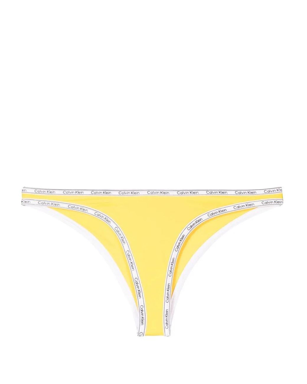 Calvin Klein Yellow Logo-Print Strap Bikini Bottoms