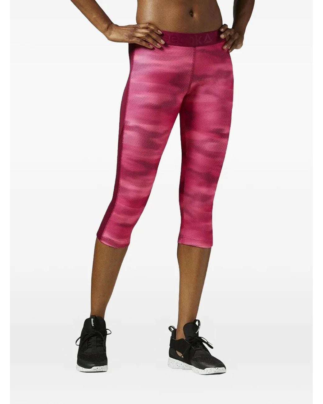 Reebok Red Workout Ready Printed Capri Leggings
