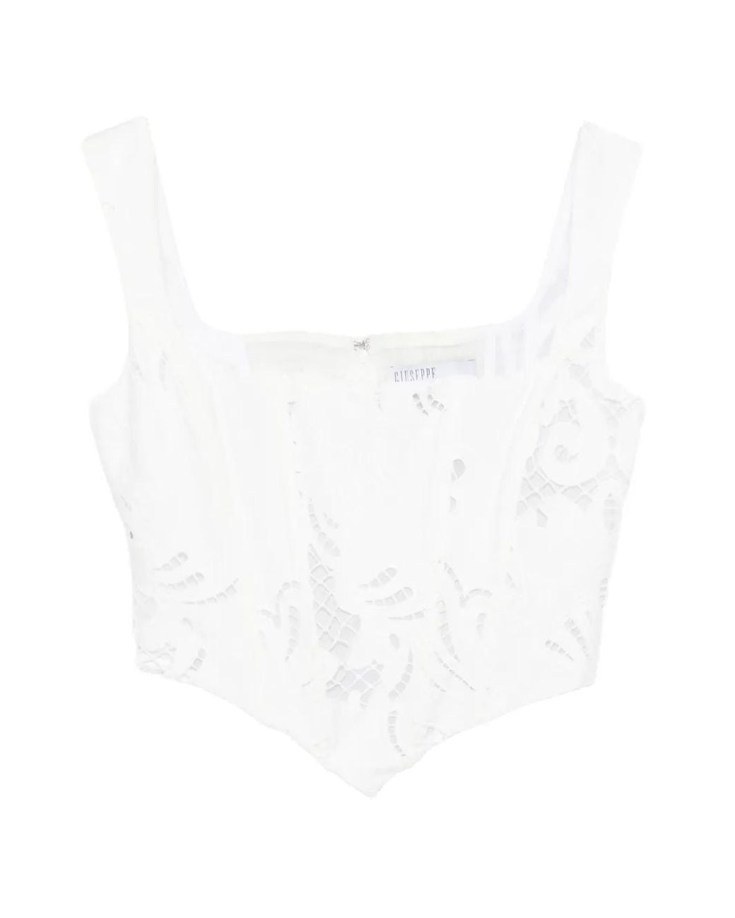 GIUSEPPE DI MORABITO White Embroidered Crop Top