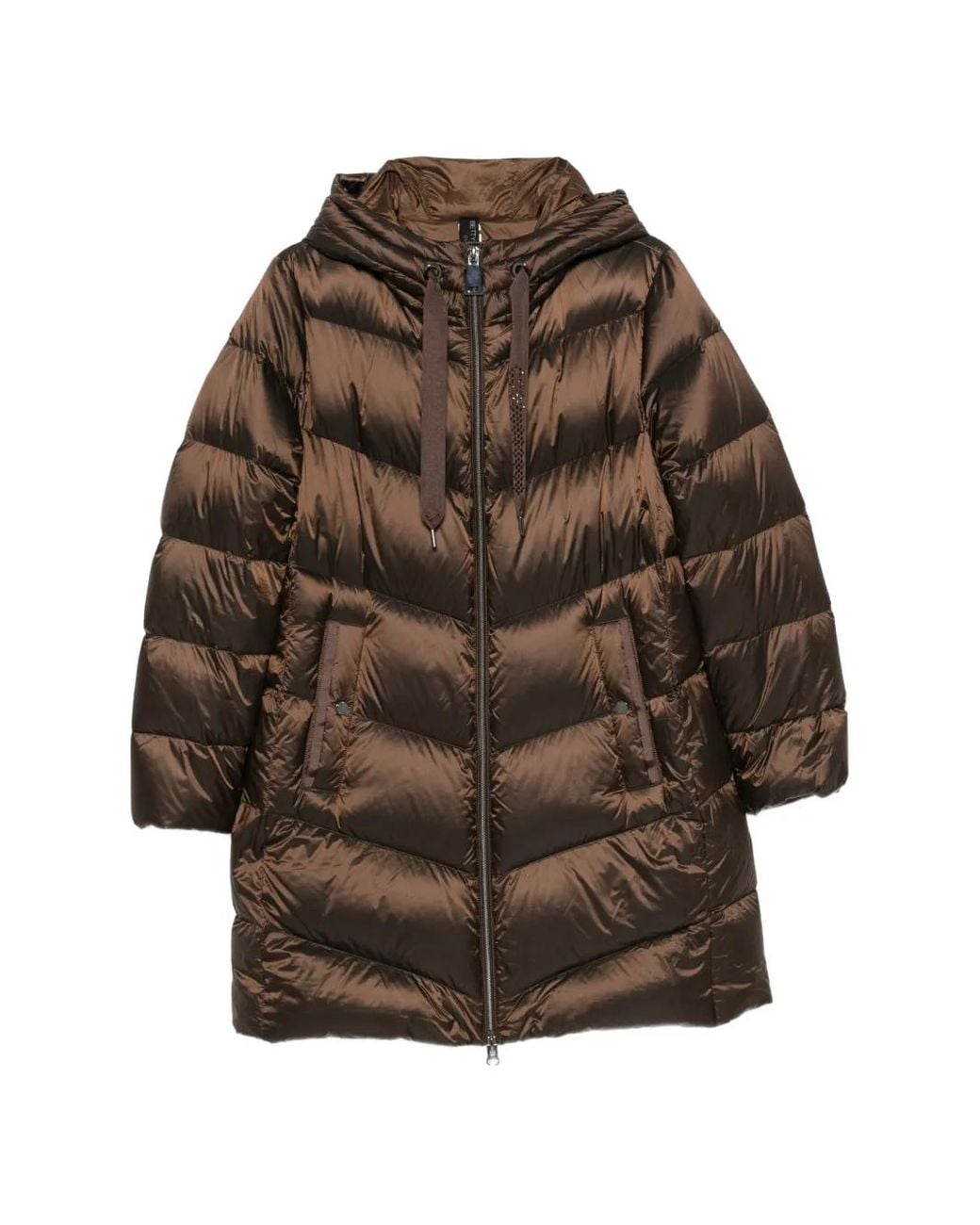 Betty Barclay Brown Embellished-Drawstring Hooded Coat