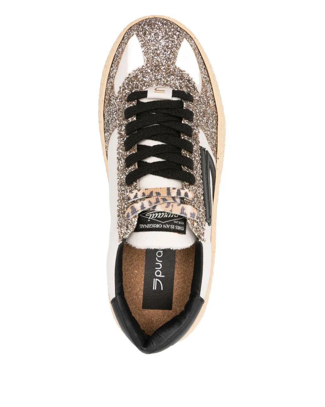 PURAAI White Glitter-Panel Sneakers