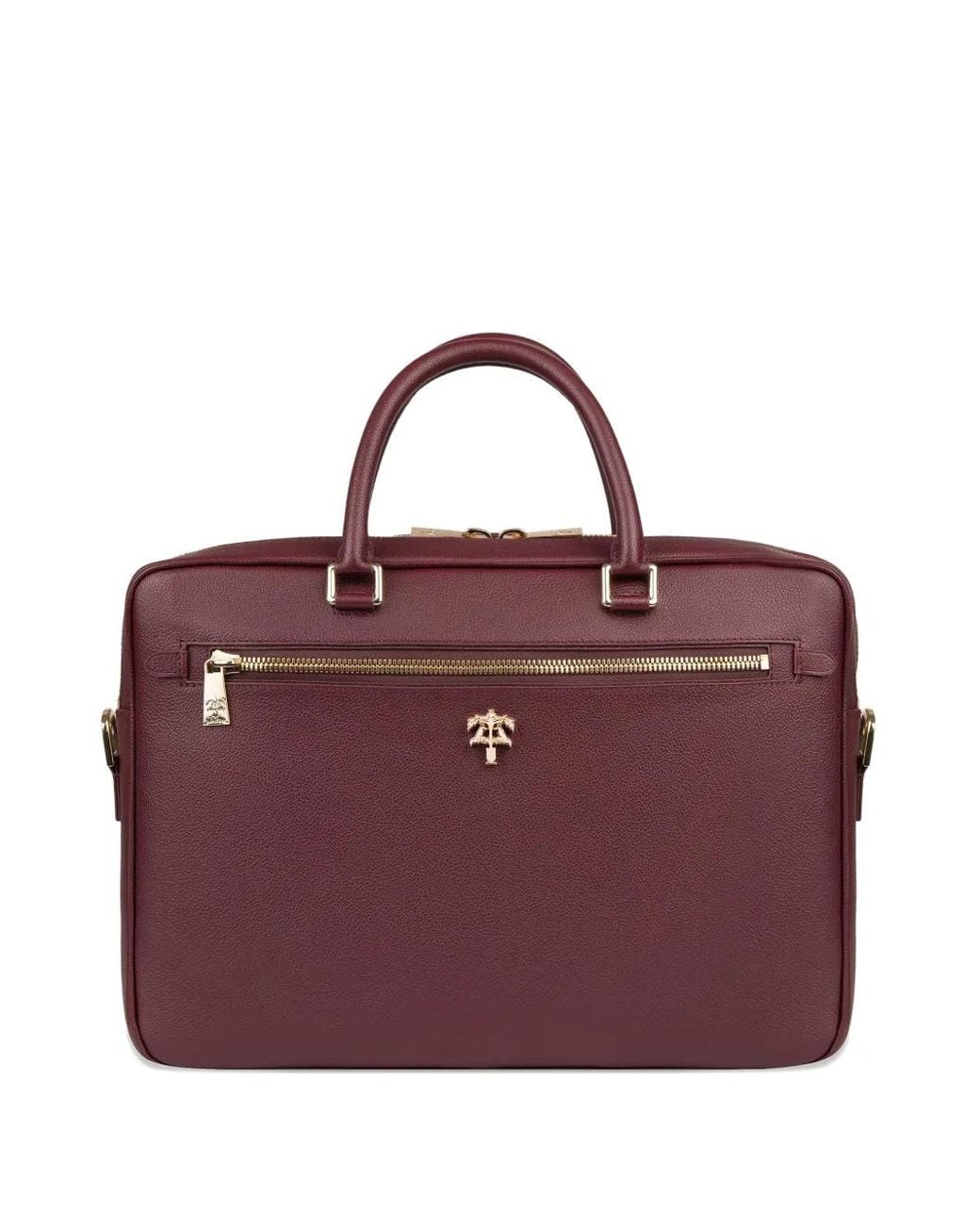 PLACE OF ELMS Purple Crest Grained Leather Briefcase