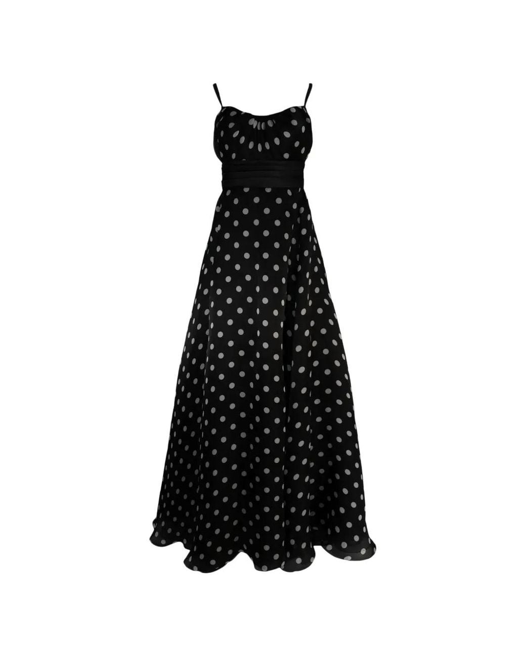 Pamella Roland Black Polka-Dot-Pattern Maxi Dress