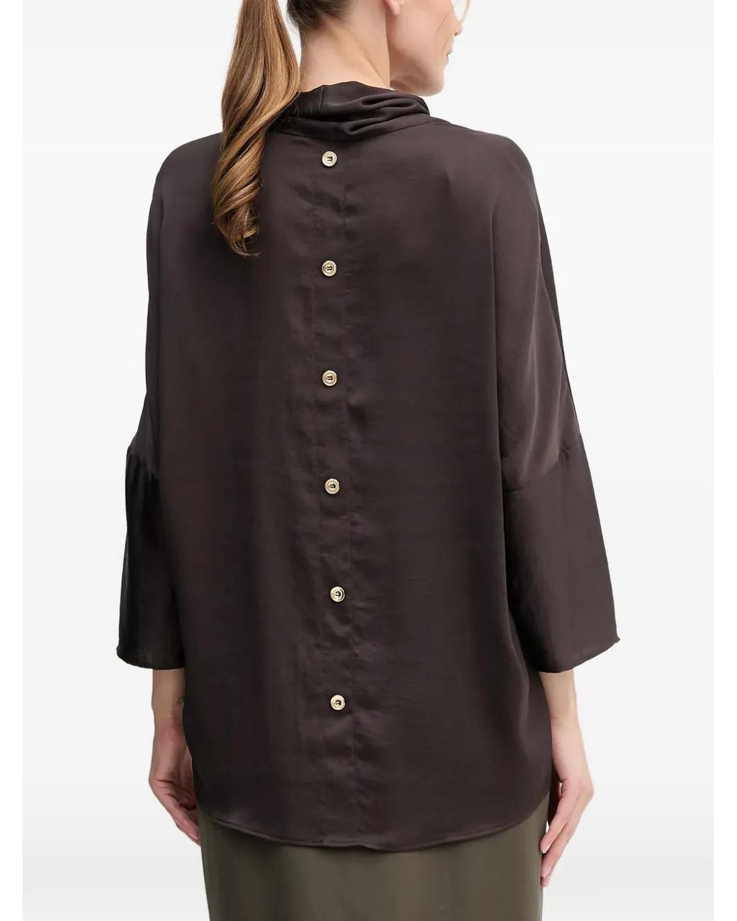 Joseph Ribkoff Black Cowl Neck Button Blouse