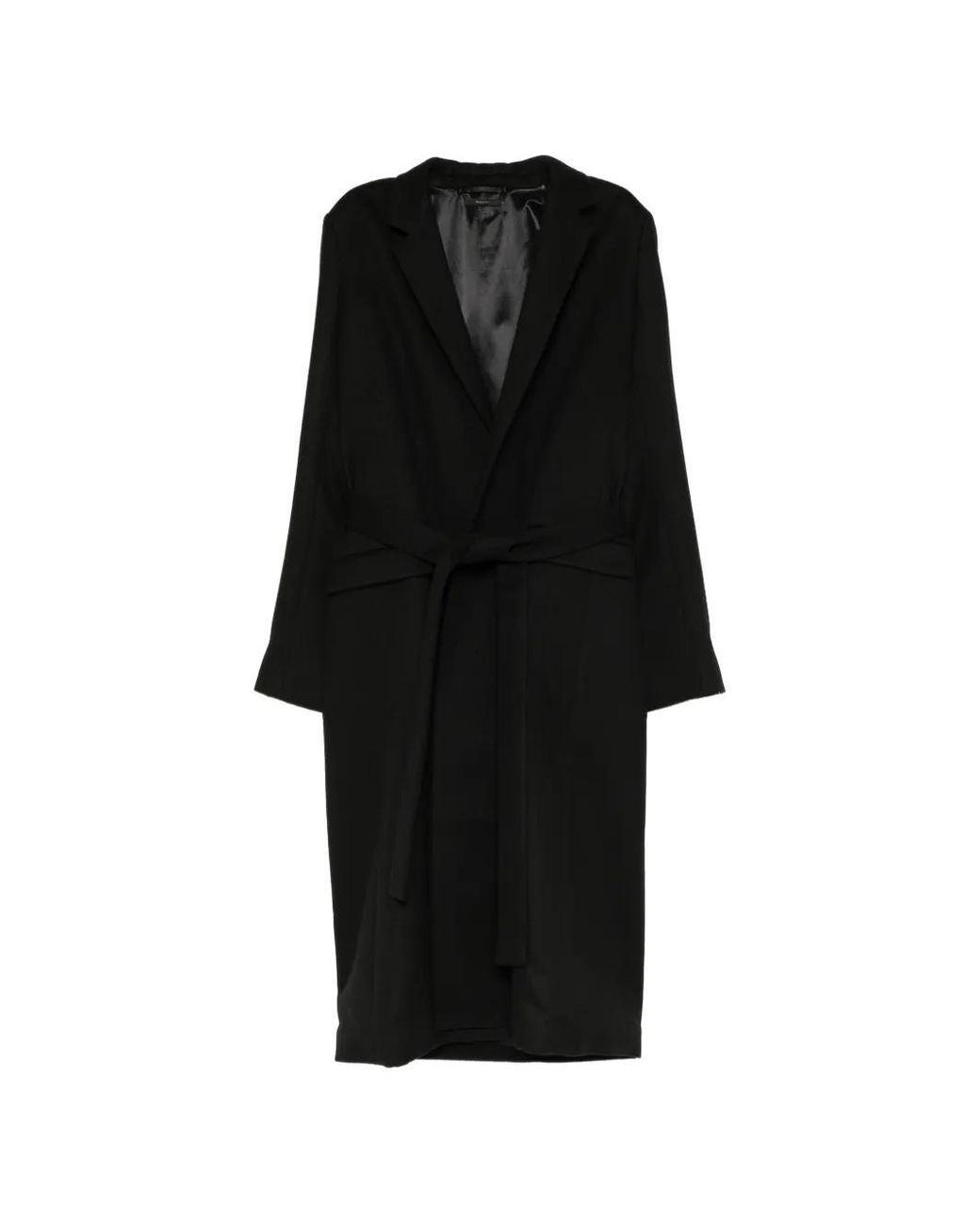 Tom Ford Black Belted Pinstripe-Detail Coat