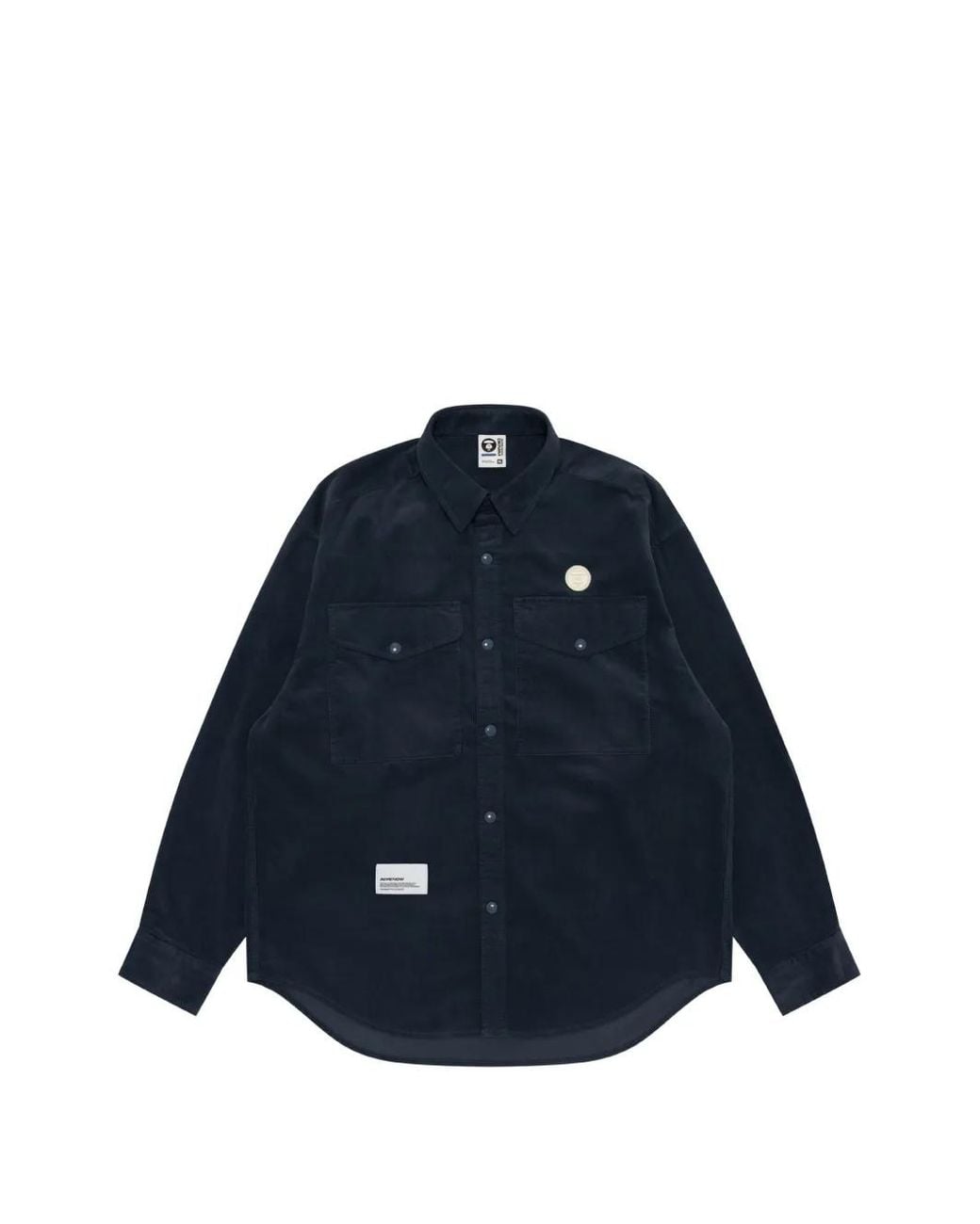 Aape By A Bathing Ape Blue Corduroy Logo-Patch Shirt for men