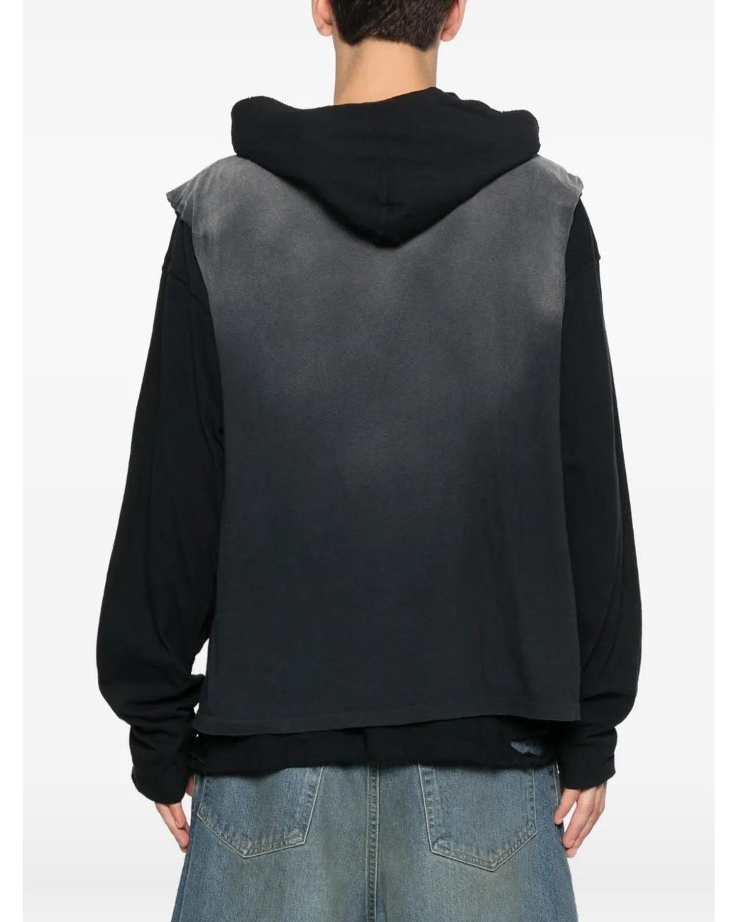 KAMIYA Black Layered Graphic-Print Hoodie for men