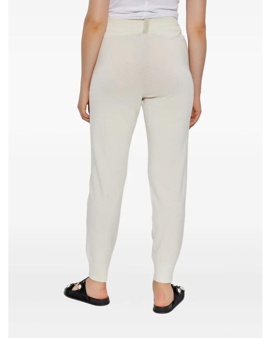 Fabiana Filippi Gray Ribbed-Knit Drawstring Trousers