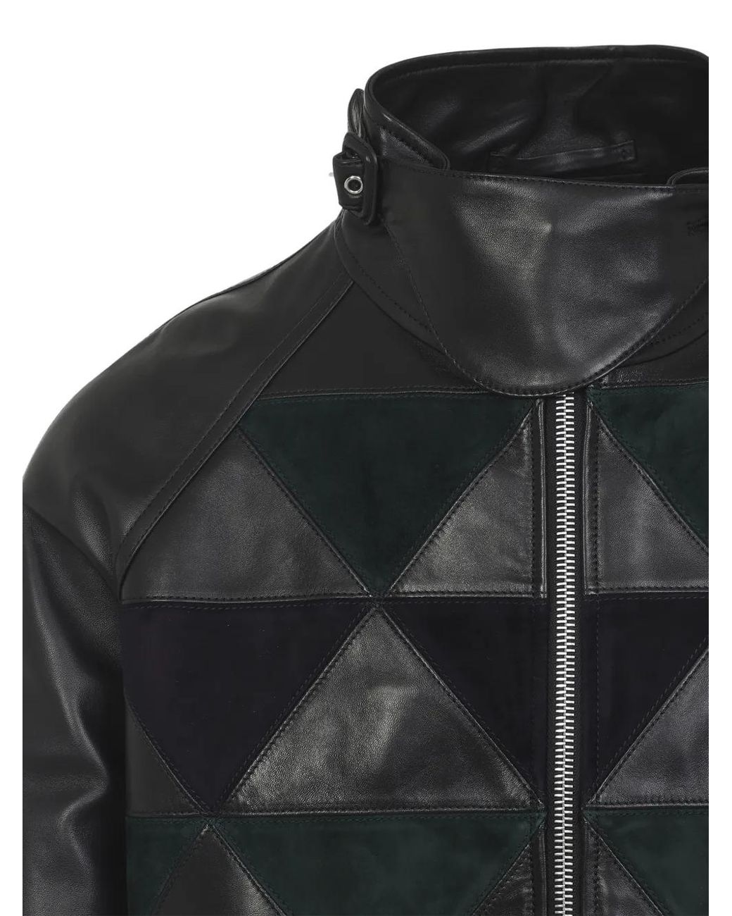 Lanvin Black Geometric-Panel Leather Jacket for men