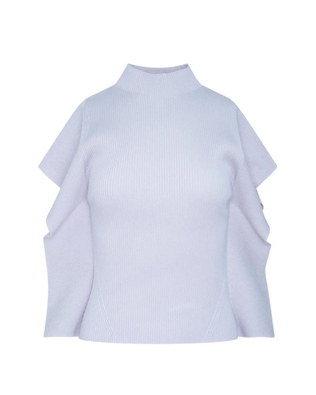 CFCL White Haut En Maille Nervurée À Volants