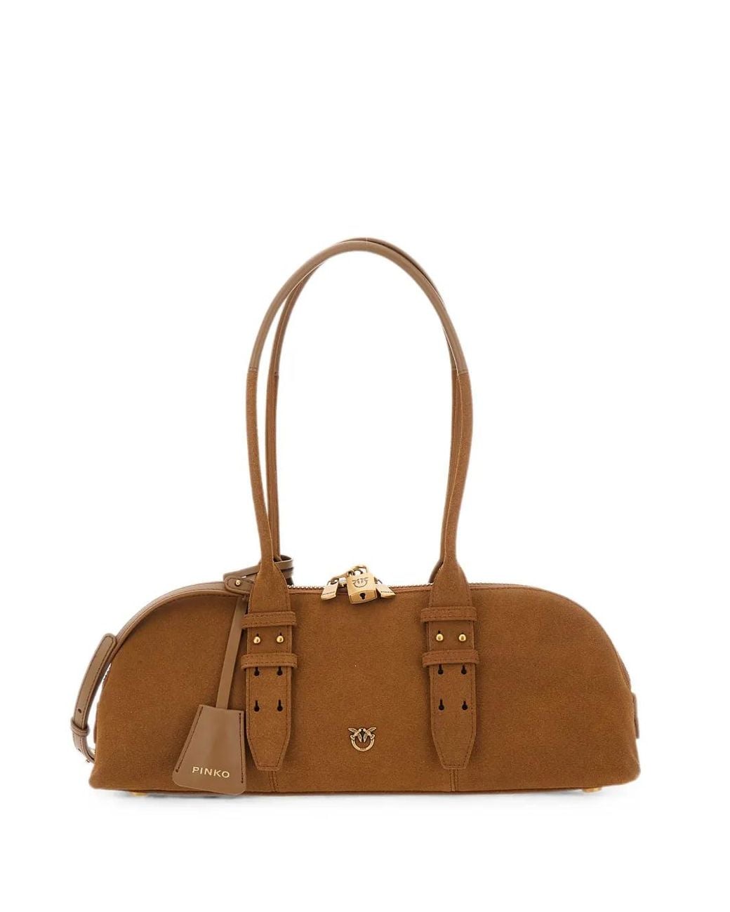 Pinko Brown Escape Bag Horizontal Large Shoulder Bag