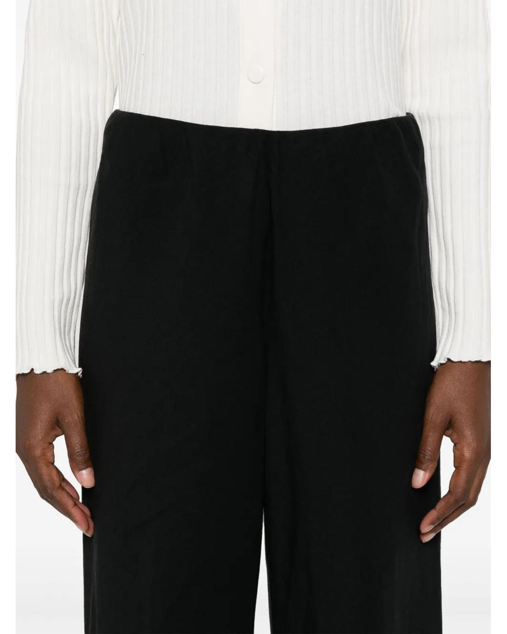 Vince Black High-Waist Straight-Leg Trousers