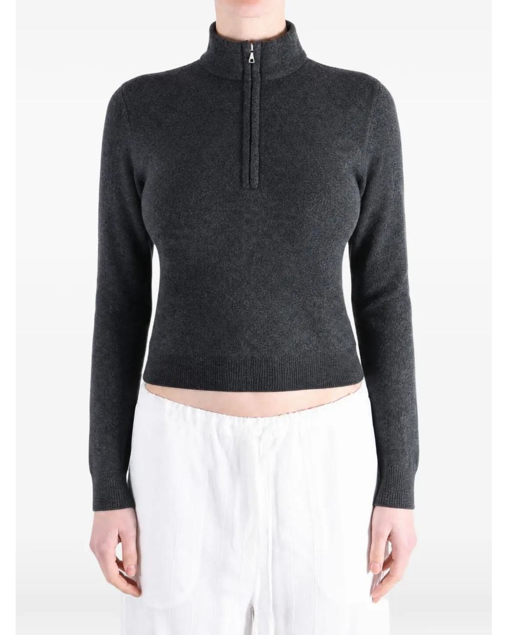 Auralee Blue Half-Zip Wool Sweater