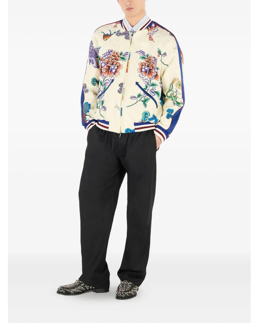 Roberto Cavalli White Quilted Bomber Jacket for men