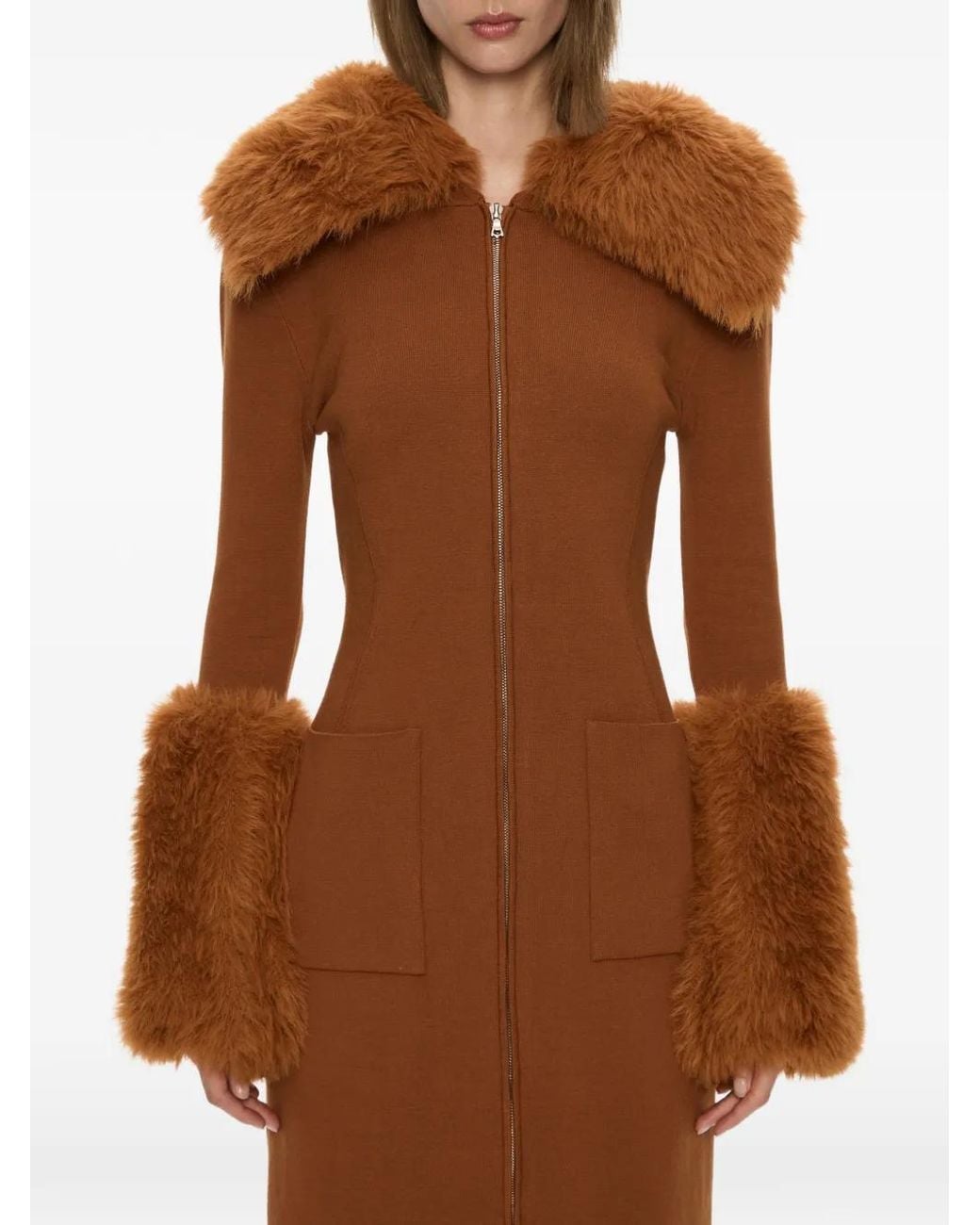 Christopher Esber Brown Robe Mi-Longue Duncan À Manches Longues
