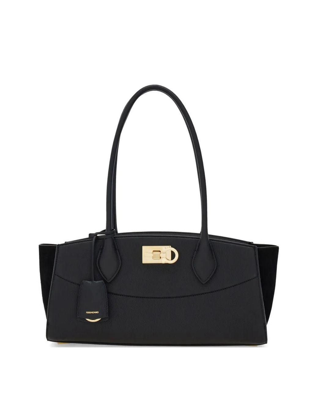 Ferragamo Black New Studio Soft Bag East West (M)
