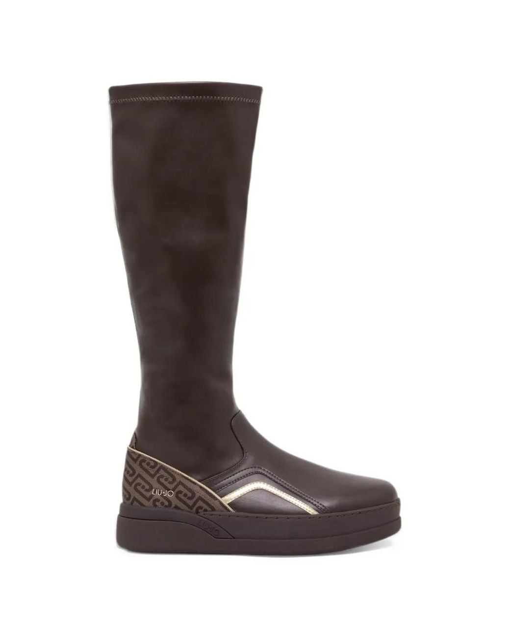 Liu Jo Brown Monogram-Panel Knee-High Boots