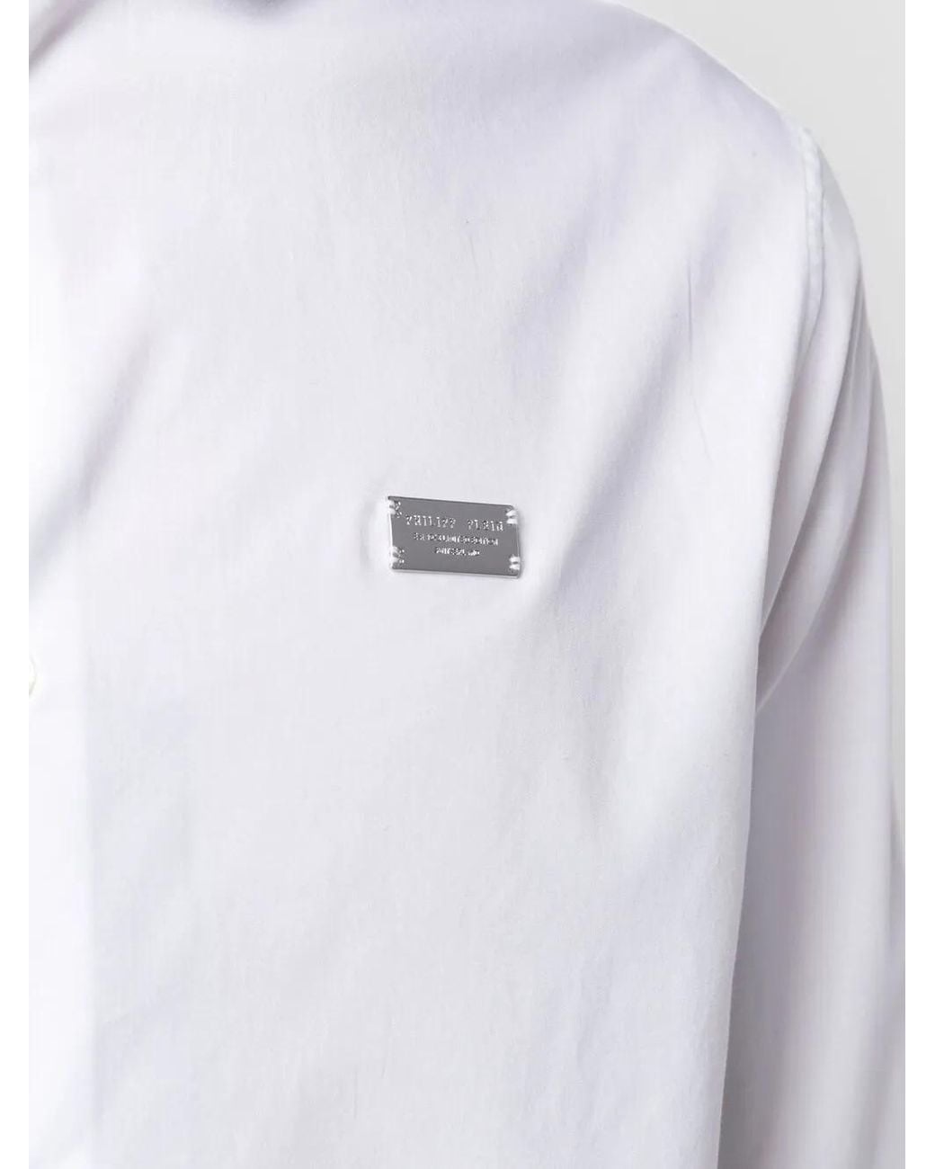 Philipp Plein White Diamond-Cut Iconic Shirt for men