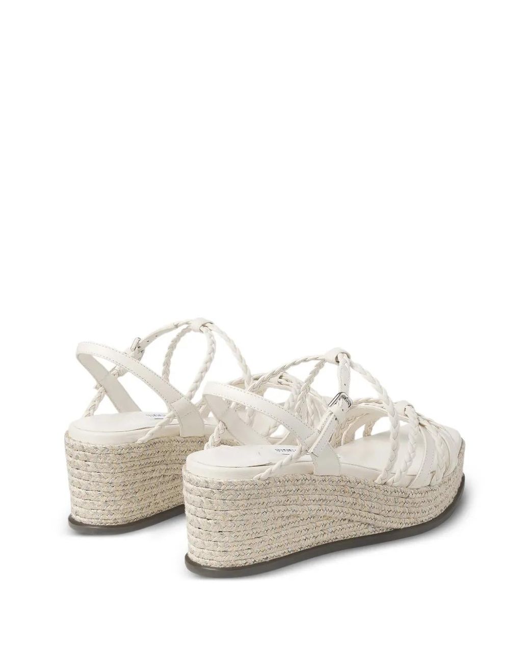 Jimmy Choo White Nyra 60 Braided Espadrille Sandals