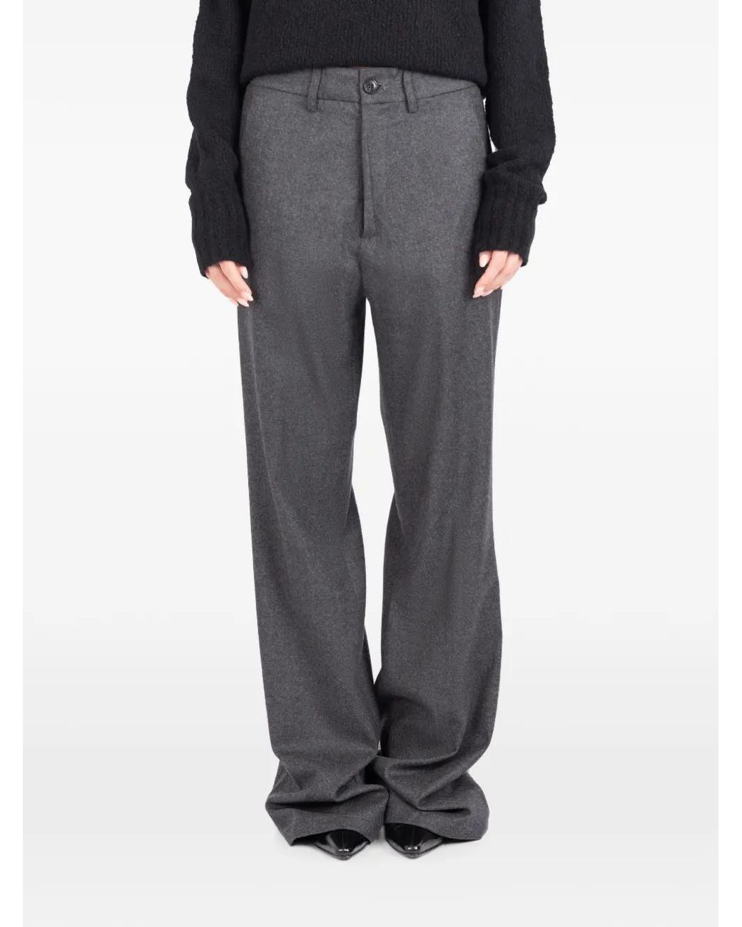 Societe Anonyme Gray Wide-Leg Wool Trousers