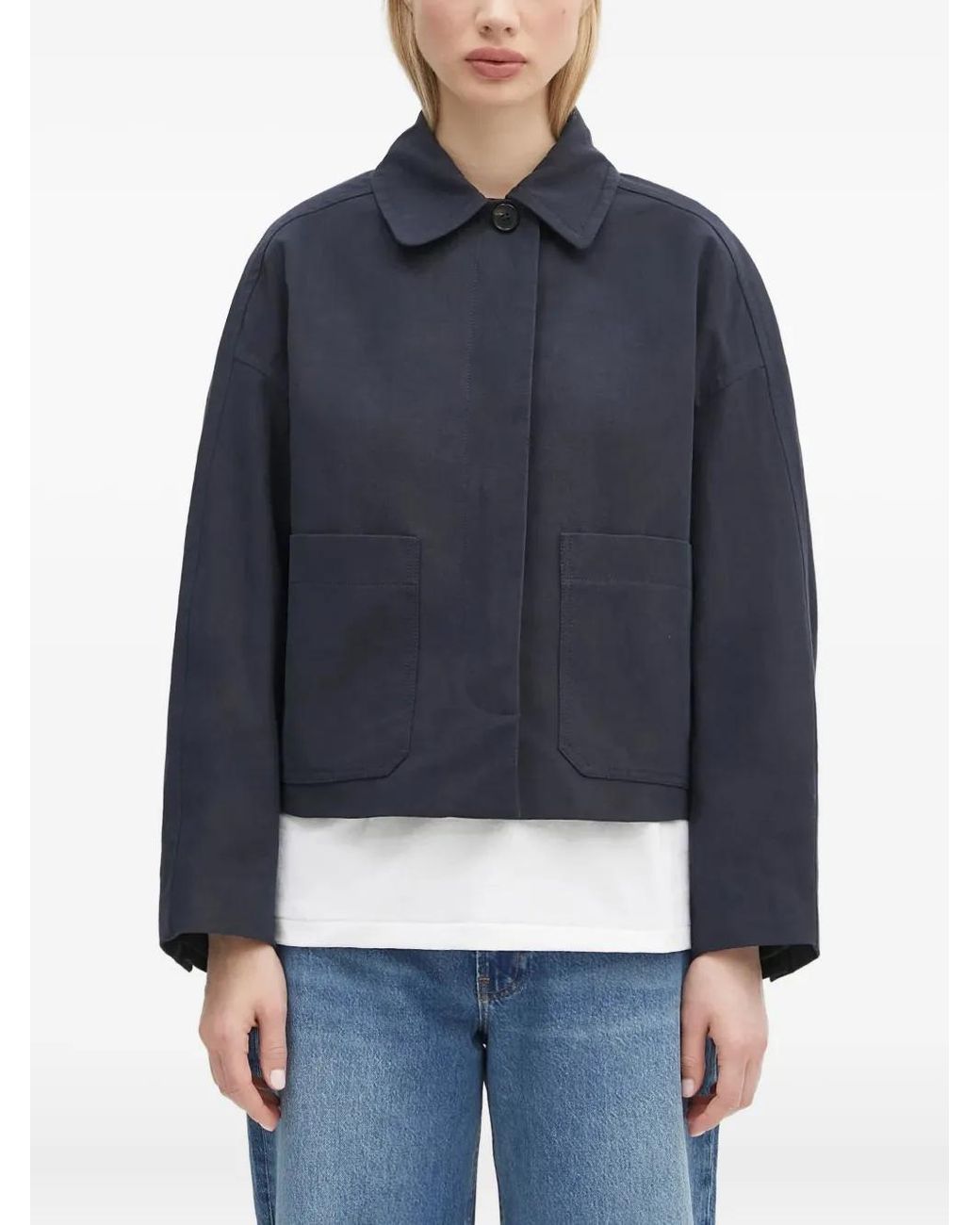 A.P.C. Blue Patch-Pocket Cropped Jacket