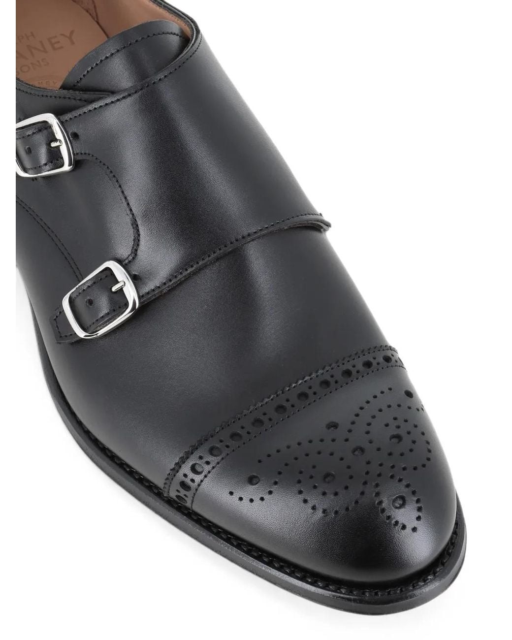 Cheaney Gray Brogue Double-Strap Monk Shoes for men