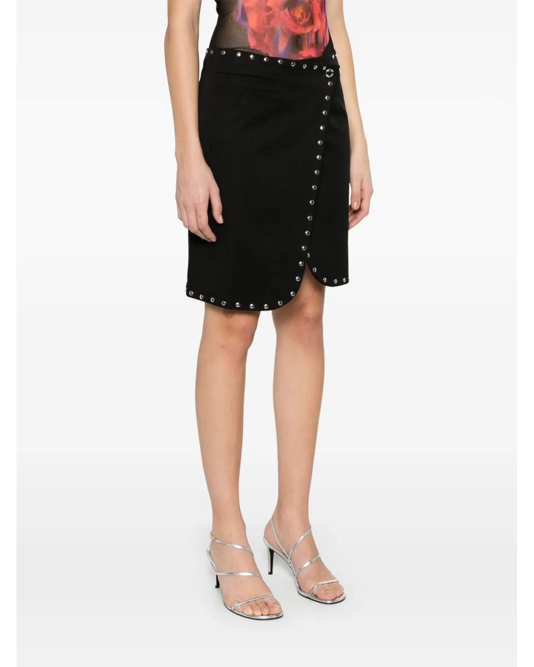Coperni Black Studded Wrap Mini Skirt