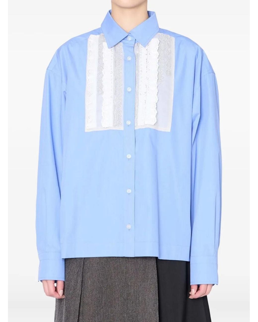 Kolor Blue Lace-Panelled Shirt
