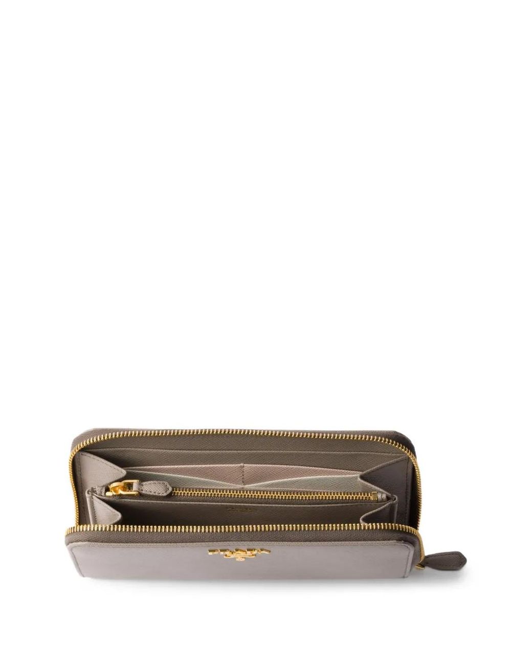 Prada Gray Portefeuille Zippé En Cuir