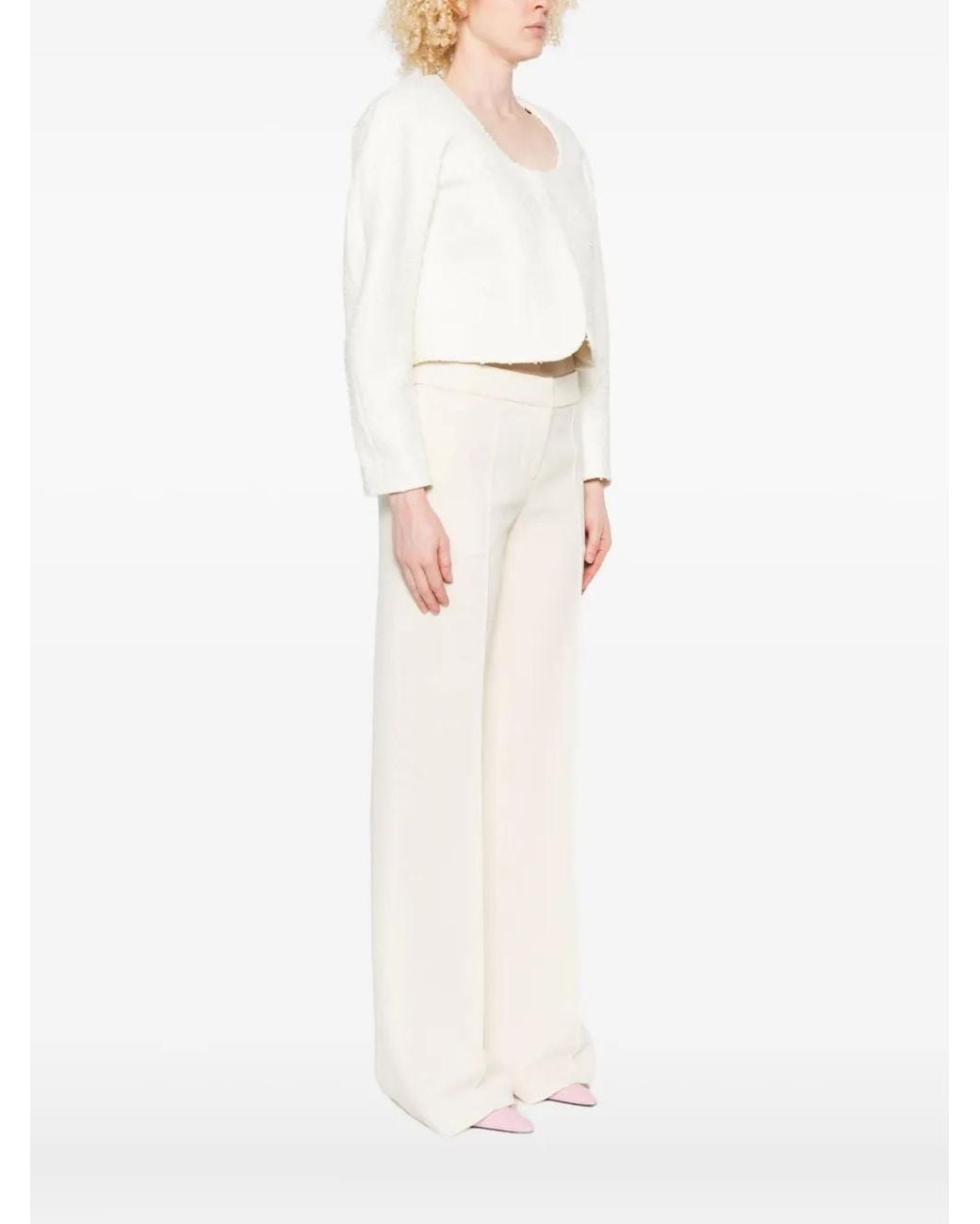 Jacquemus White Cropped Tweed Jacket