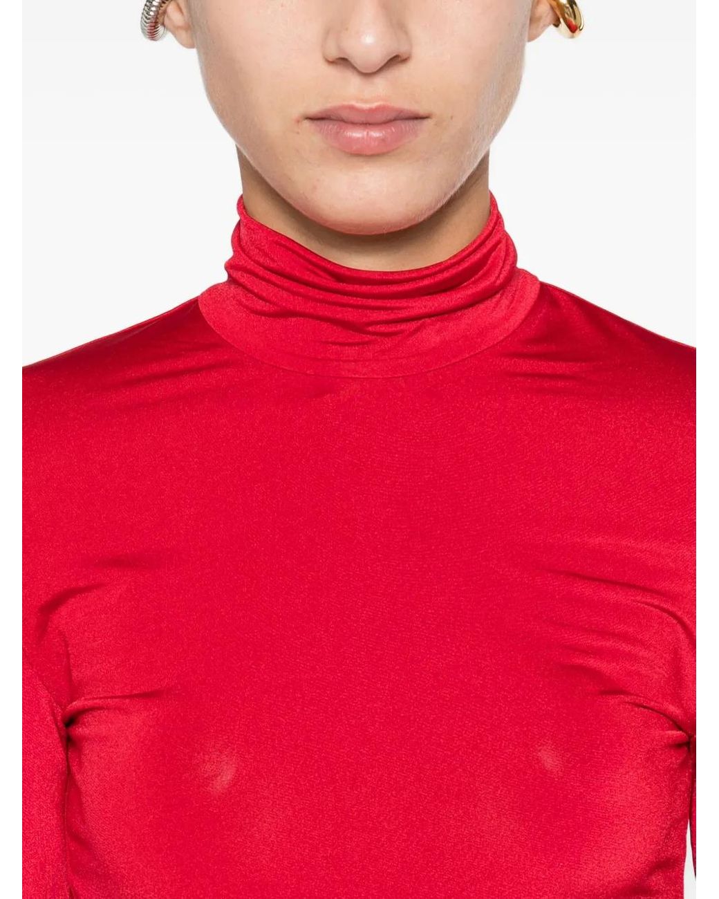 ANDAMANE Red Long-Sleeve Roll-Neck Body
