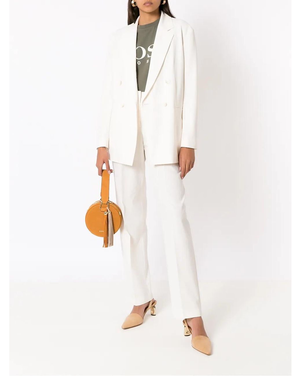 Boss White Double-Breasted Blazer