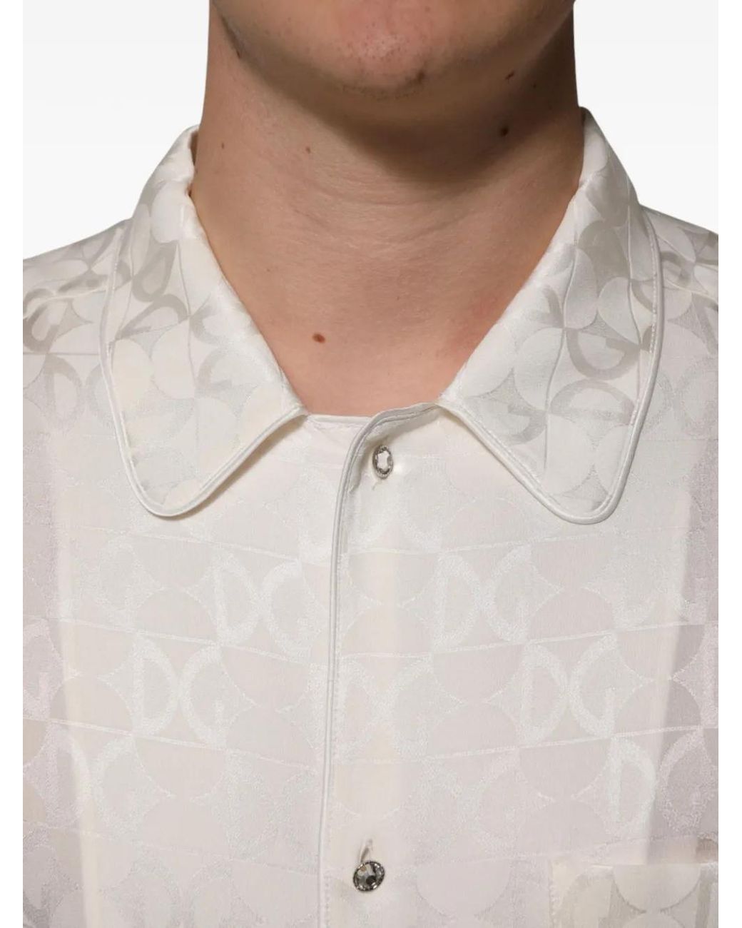 Dolce & Gabbana White Dg Logo Long-Sleeve Shirt for men