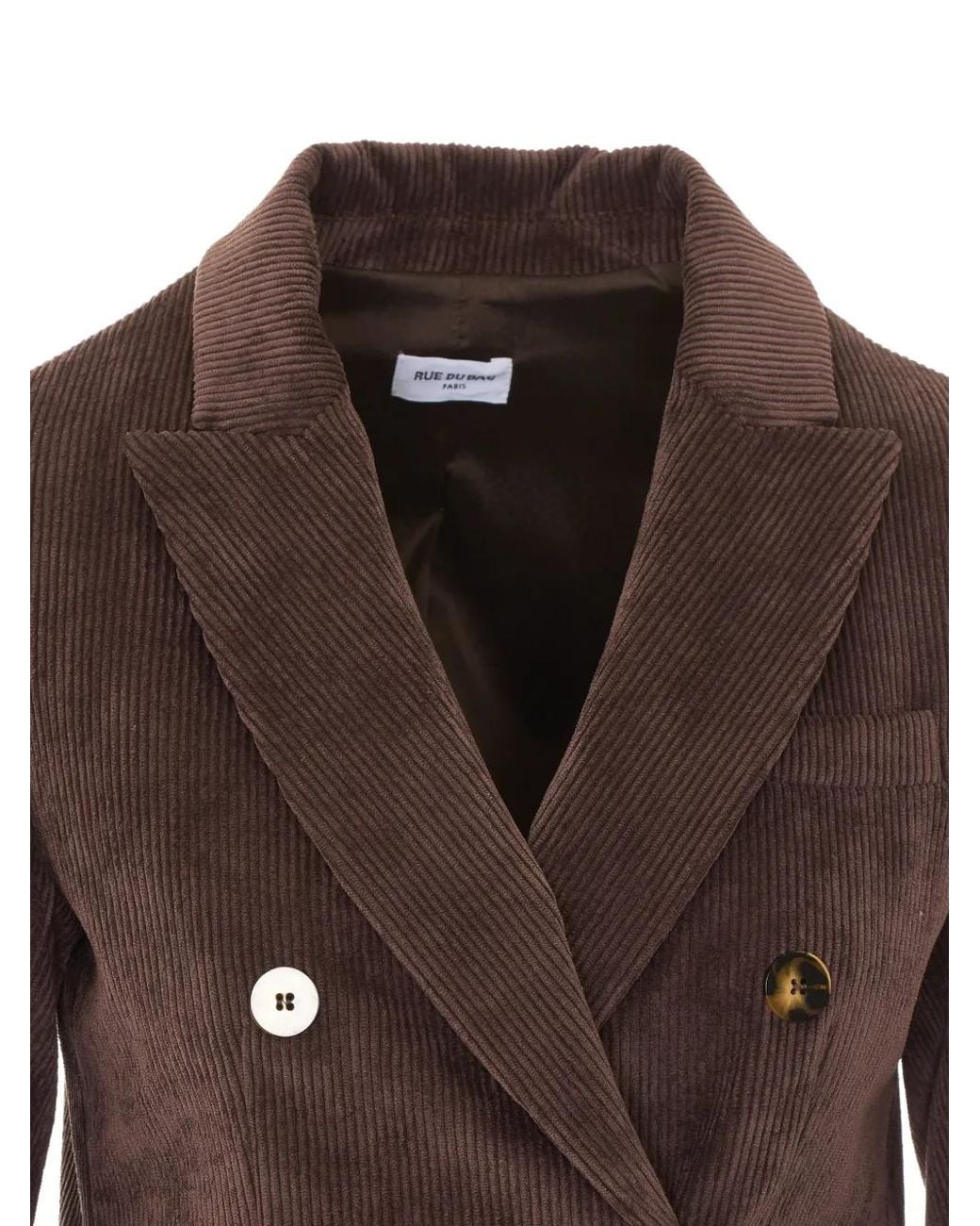 RUE DU BAC Brown Double-Breasted Corduroy Blazer