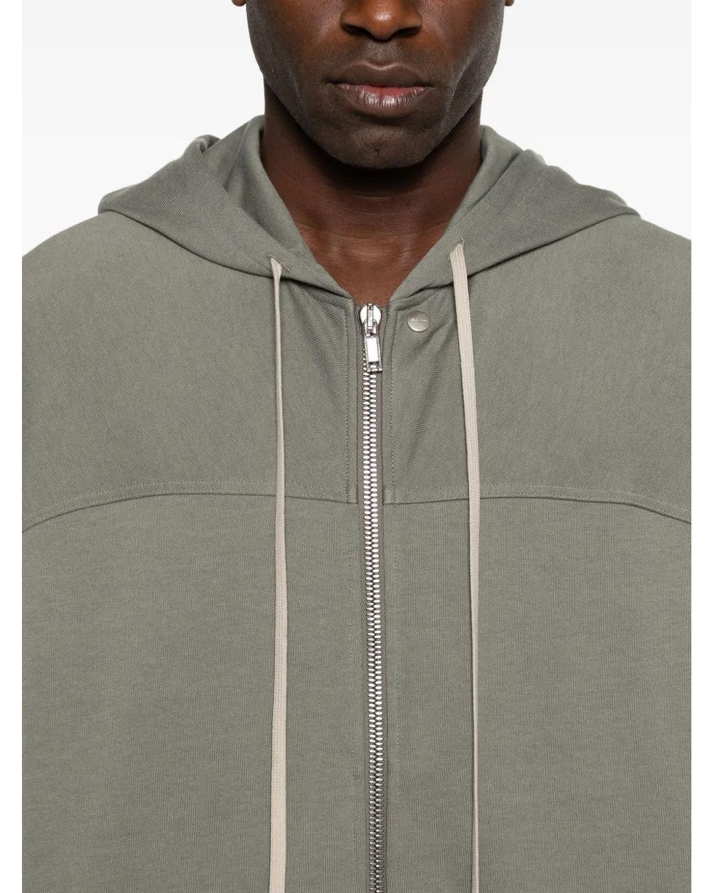 Rick Owens Gray Zip-Up Hoodie Windbreaker for men