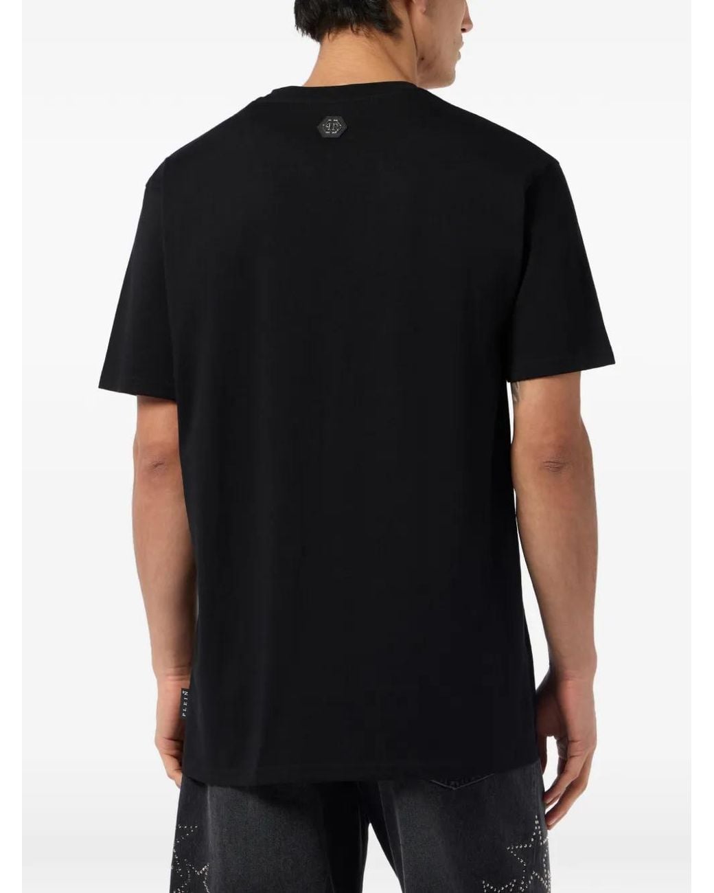 Philipp Plein Black Round-Neck T-Shirt Front Skull Dollar for men