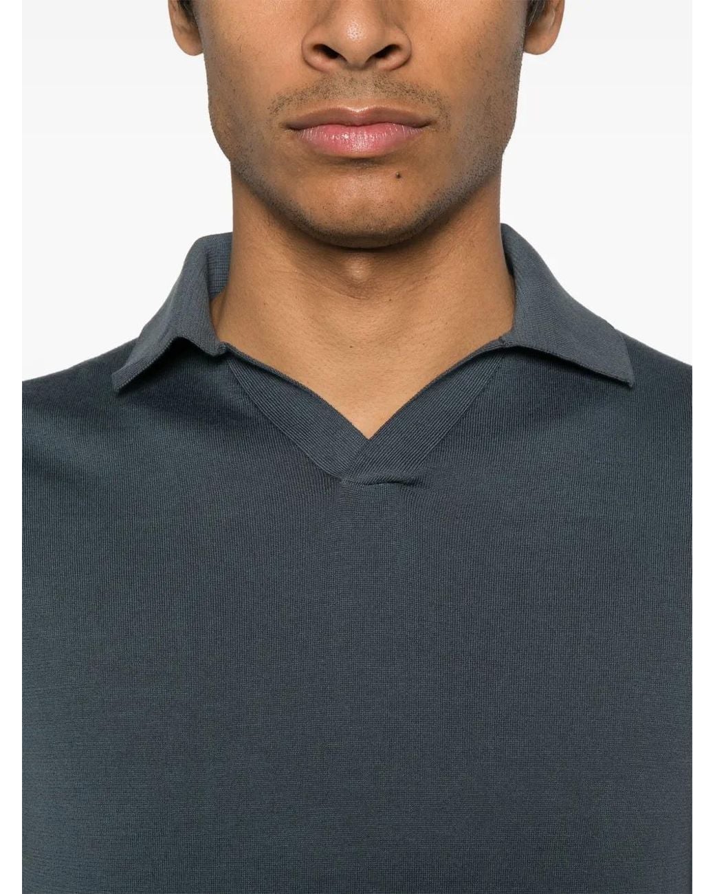 Polo En Maille Fine Fedeli pour homme en coloris Blue