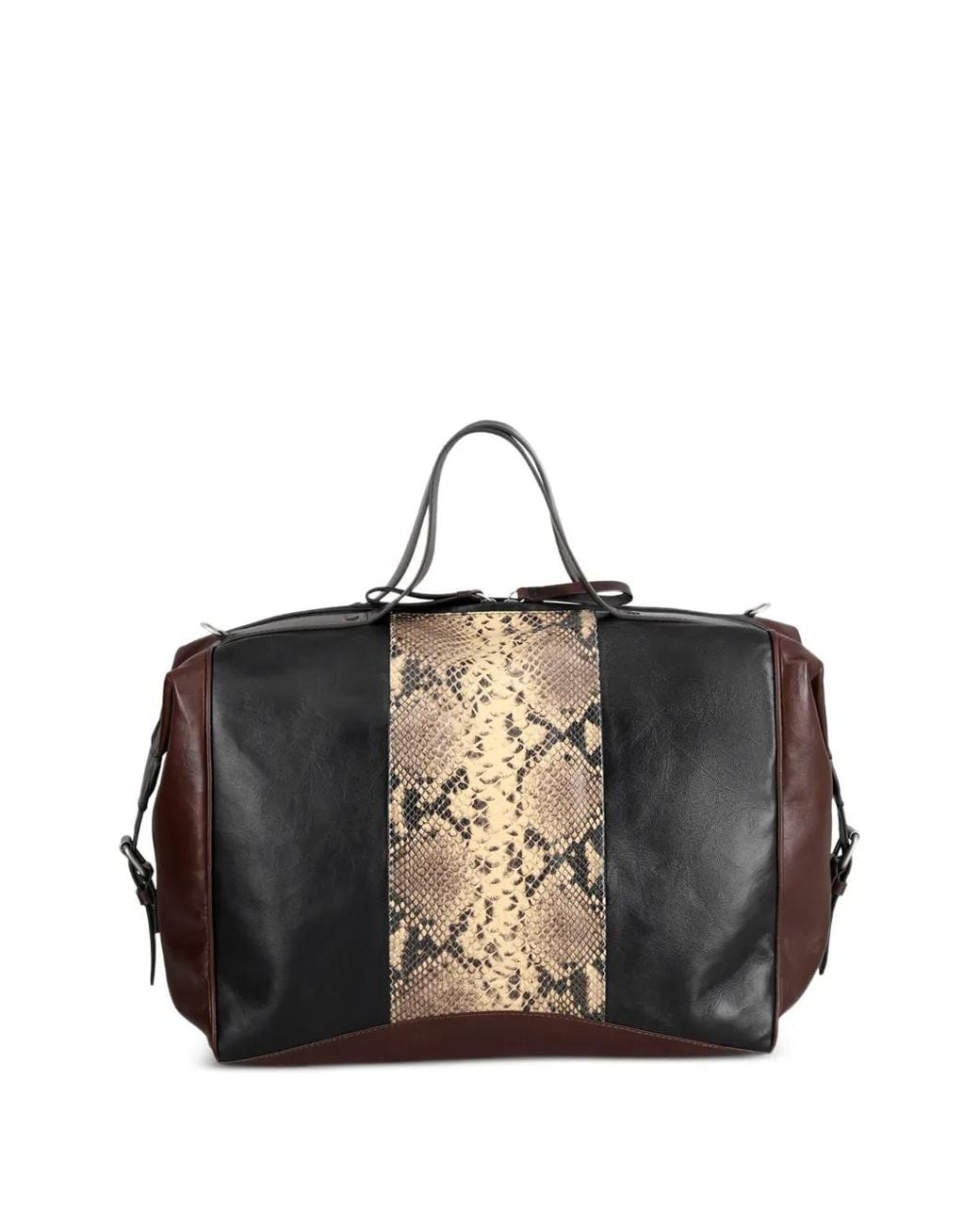 Dries Van Noten Black Leather Weekend Bag for men
