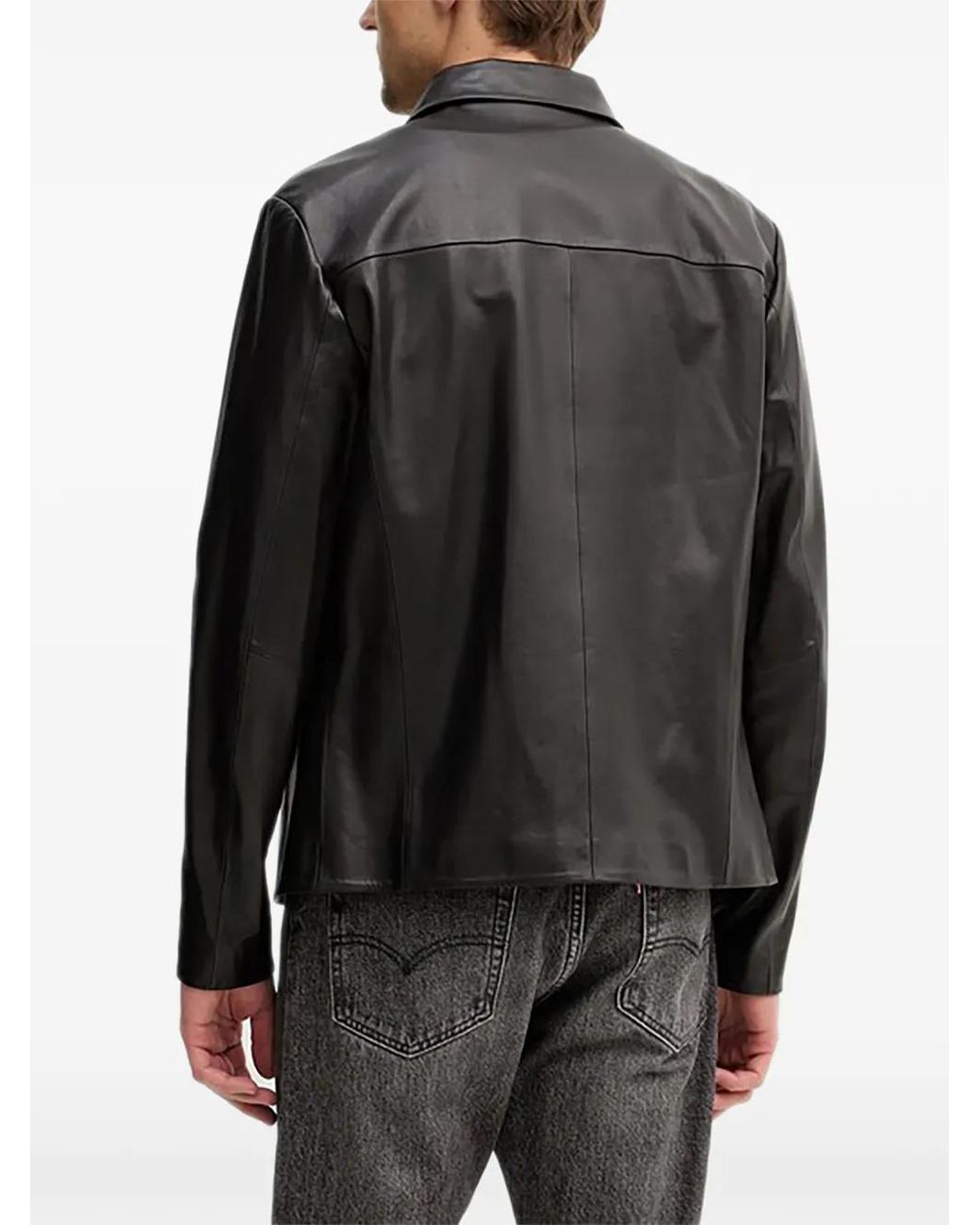 Guess Black Leather Jacket for men