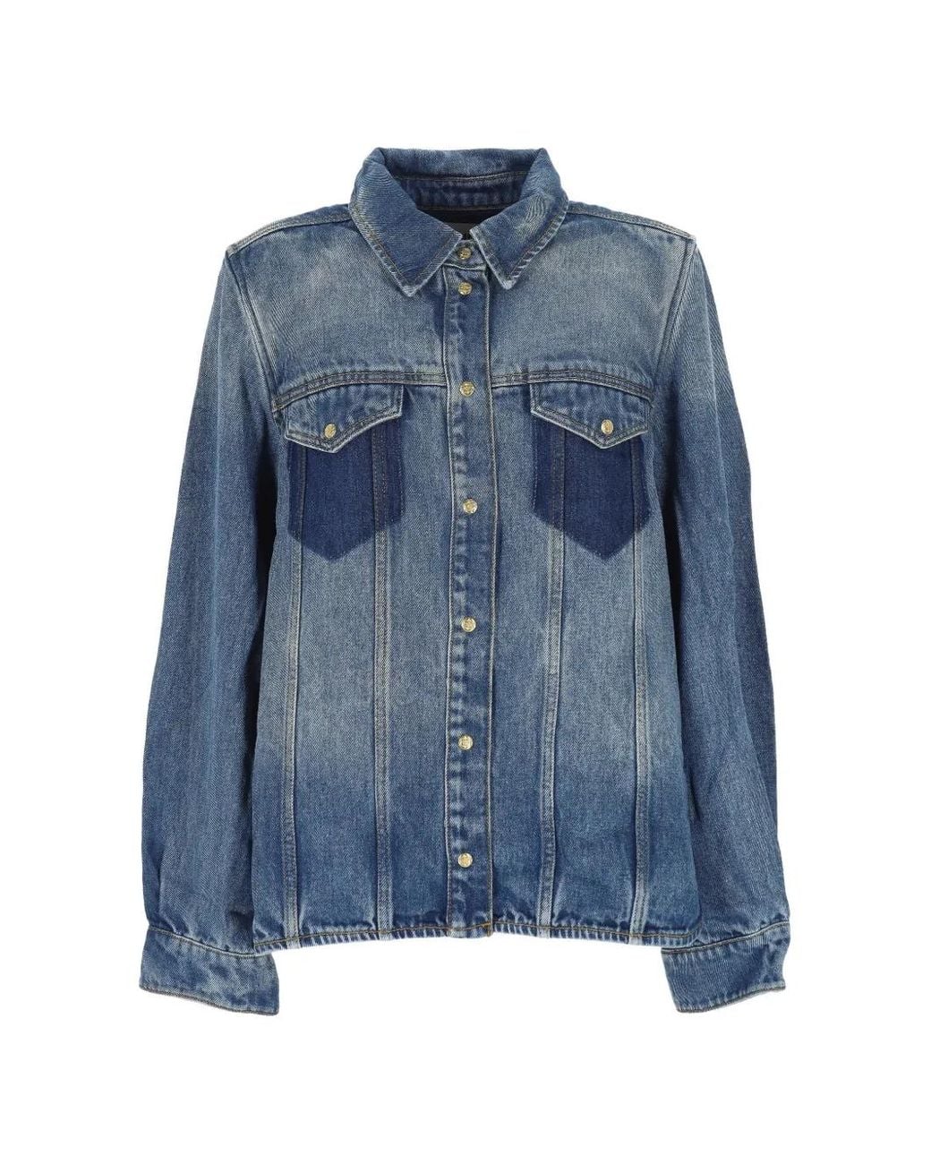 Ganni Blue Tinted Wash Pocket Shirt
