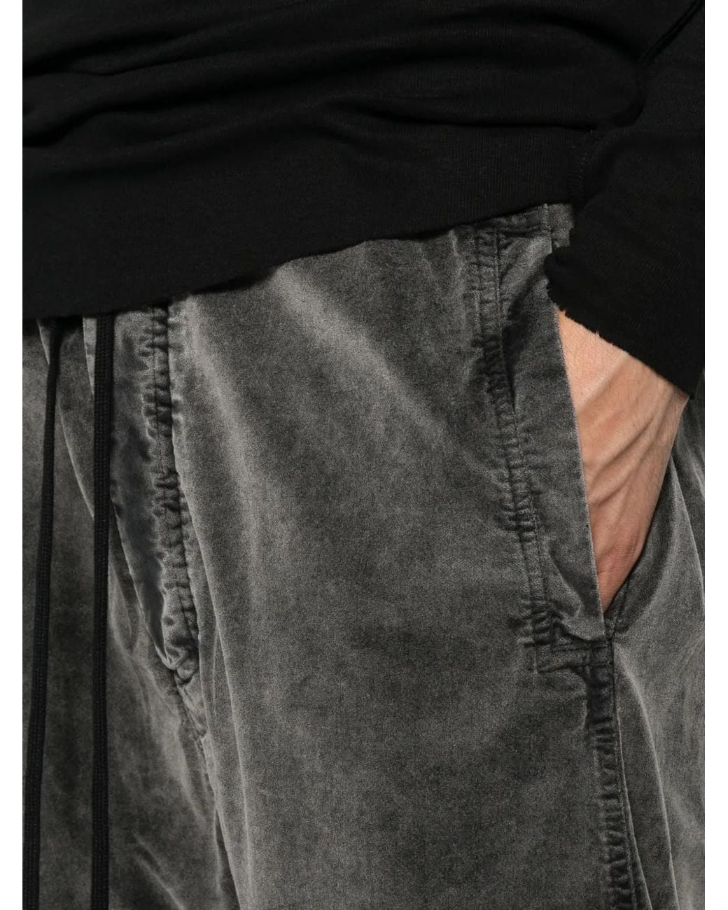 Thom Krom Black Faded-Effect Drawstring Trousers for men