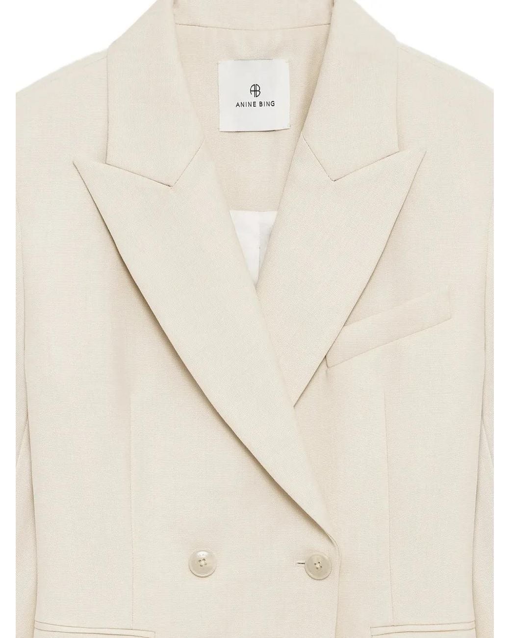 Anine Bing White Tiphaine Natural Crossed Blazer