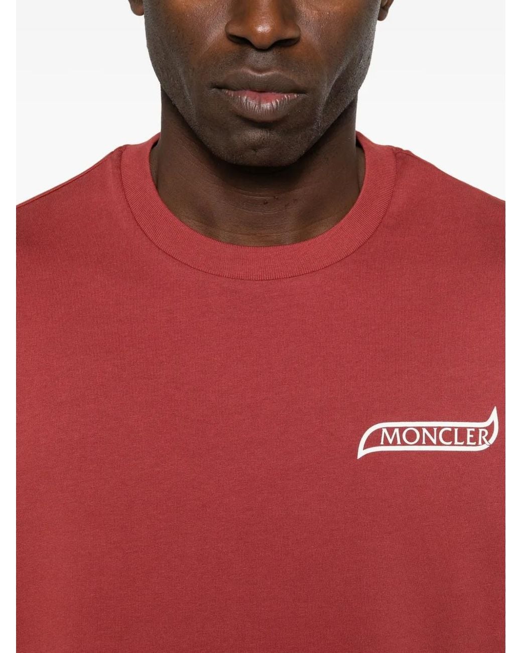 Moncler Red Ss Logo-Detail T-Shirt for men
