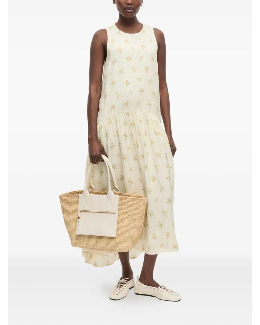 Ganni White Shopper Raffia