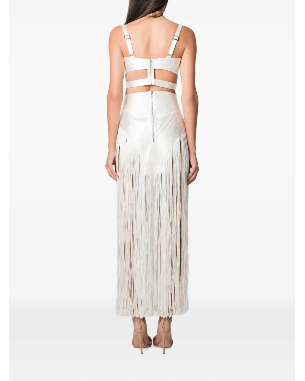 NORINA ST White Nuria Fringe-Detail Skirt And Top Set