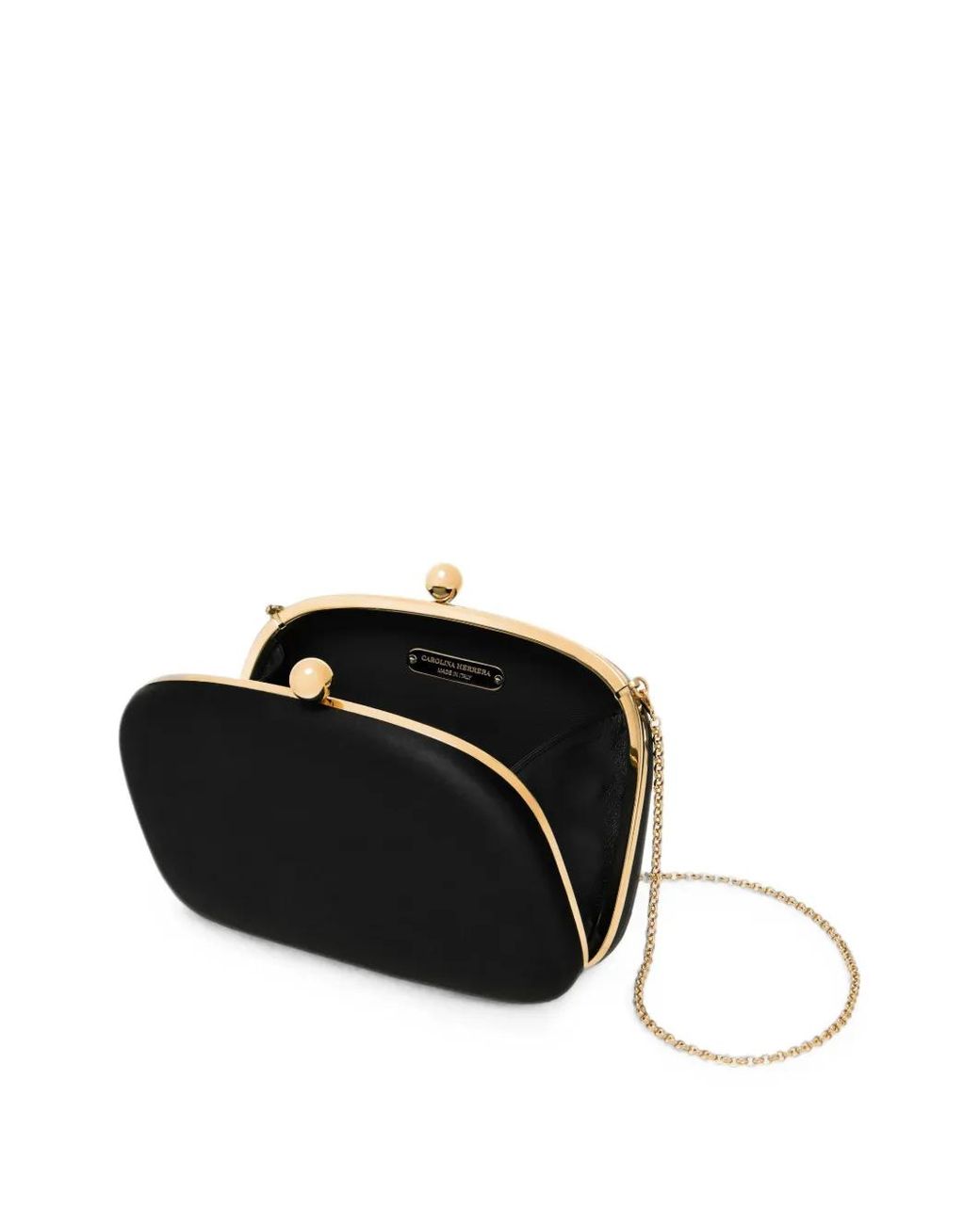 Carolina Herrera Black Vega Satin Clutch Bag