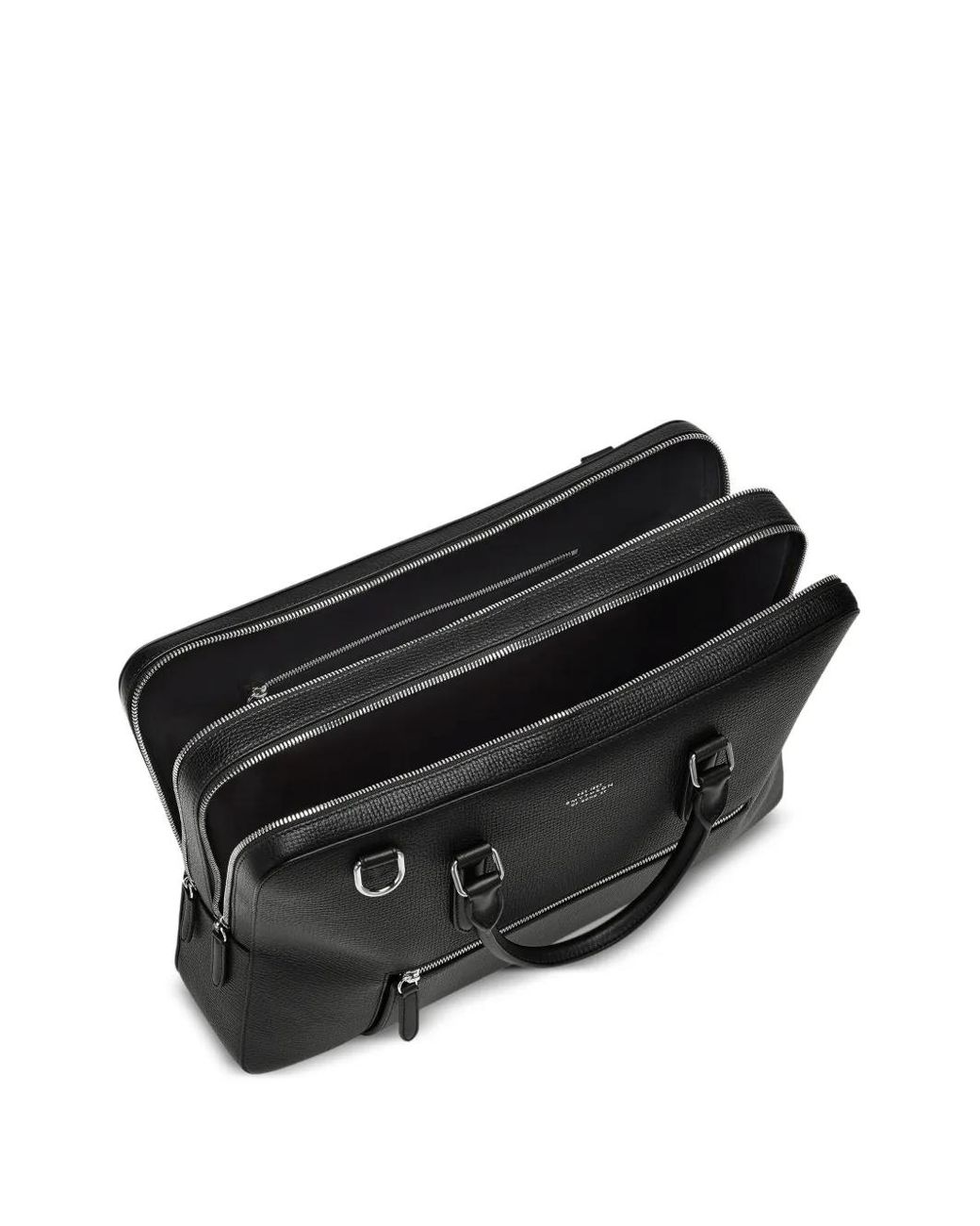 Smythson Black Large Ludlow-Leather Zip-Front Briefcase